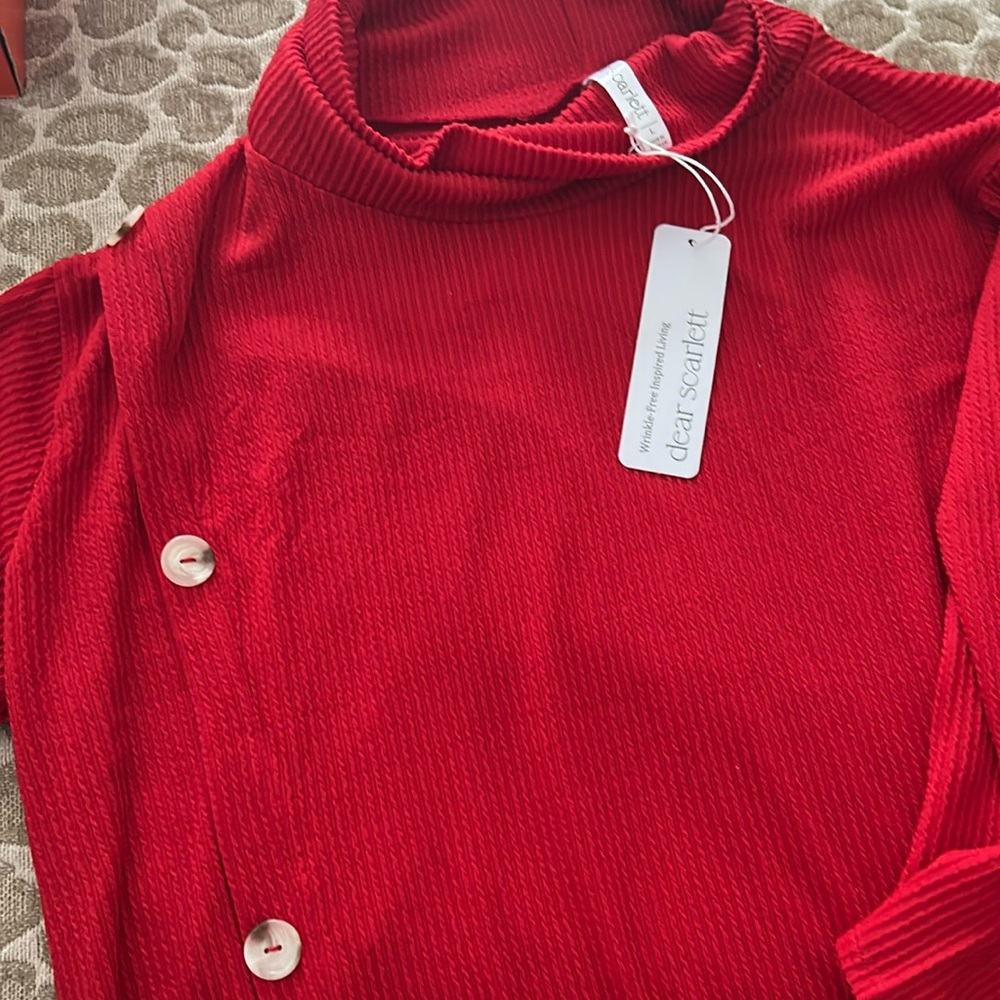 NWT 2 piece red loose neck tunic top and drawstring waist pants